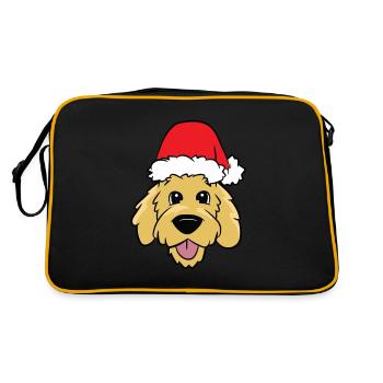 Goldendoodle mit Weihnachtsmütze Goldendoodle - Retro Tasche - Schwarz/Gold - Hinten