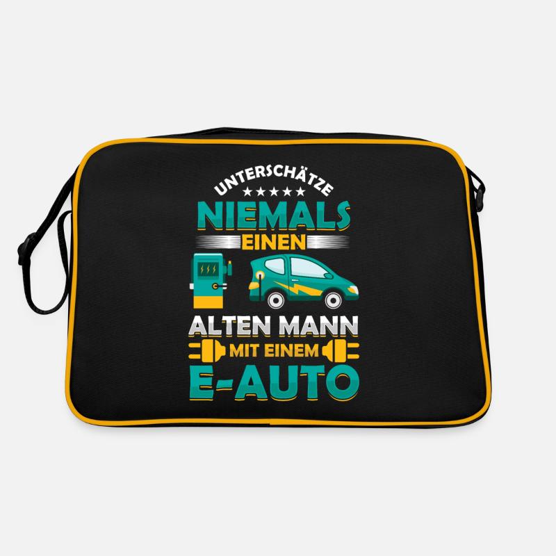 Alter Mann E-Auto Elektroautofahrer Rente Geschenk Retro Tasche