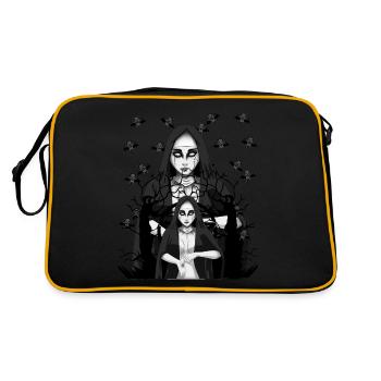 Nun Demon Bats Satanic Horror Halloween - Retro Bag - black/gold - Back