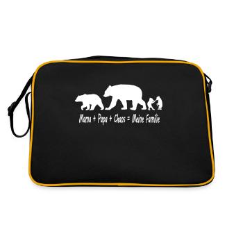 Mama Bär Papabär chaos Bären meine Familie - Retro Tasche - Schwarz/Gold - Hinten
