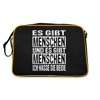 Ich Hasse Menschen - Retro Tasche - Schwarz/Gold - Hinten