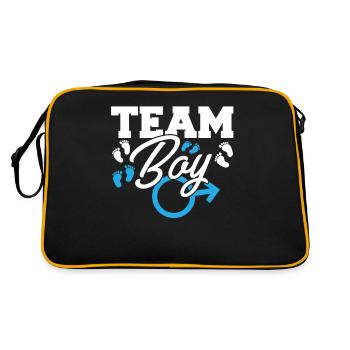 Team Boy Gender Reveal Baby Shower garment - Retro Tasche - Schwarz/Gold - Hinten