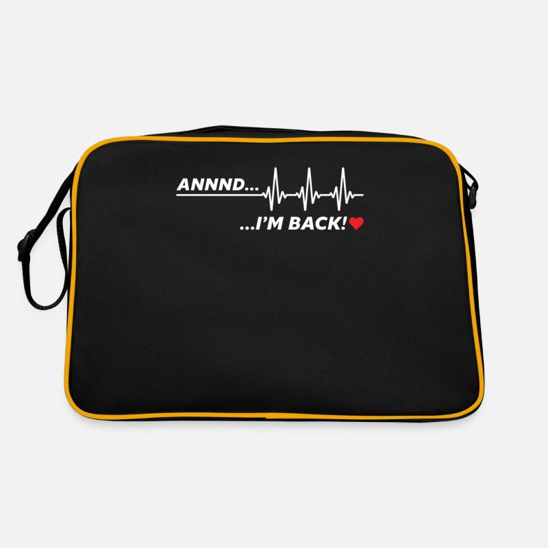 Und ich bin zurück - der Überlebende eines Herzinfarkts wird bald gesund - Retro Tasche - Schwarz/Gold