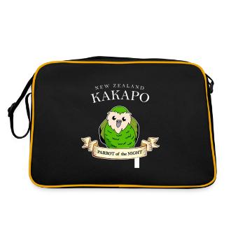 Lustiges Geschenk für Kakapo Papagei Neuseeland - Retro Tasche - Schwarz/Gold - Hinten
