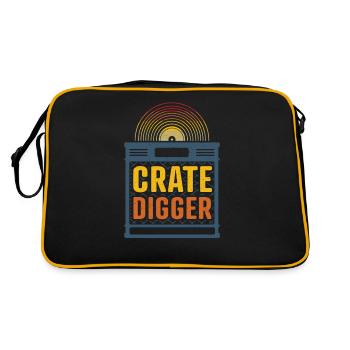 Crate digger - lp vinyl collector gift - Retro Bag - black/gold - Back