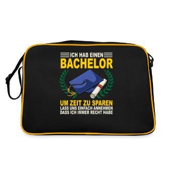 Lustiges Geschenk für den Bachelor Abschluss - - Retro Tasche - Schwarz/Gold - Hinten