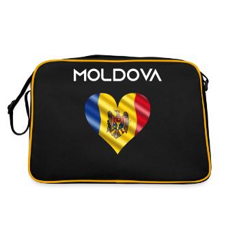 Moldova Moldova Heart Flag Gift - Retro Bag - black/gold - Back
