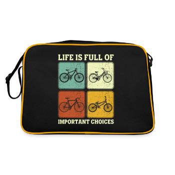 Fahrrad Radsport Life Is Full Of Important Choices - Retro Tasche - Schwarz/Gold - Hinten