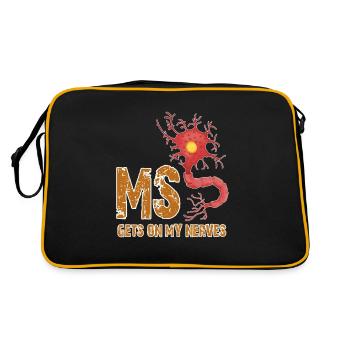 Multiple Sclerosis Shirts Funny Getting On - Retro Bag - black/gold - Back