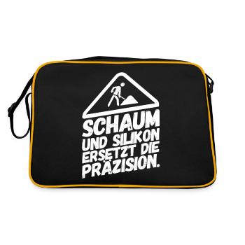 Bauarbeiter Baustelle Silikon - Retro Tasche - Schwarz/Gold - Hinten