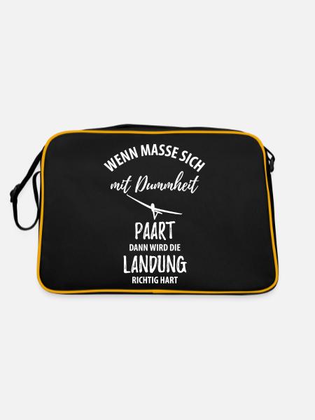 Segelflieger Segelfliegen Segelflugzeug - Retro Tasche - Schwarz/Gold
