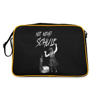 Nie mehr Schule – für Abiturienten und Maturanten - Retro Tasche - Schwarz/Gold - Hinten