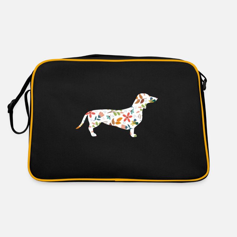 Dackel - Retro Tasche - Schwarz/Gold