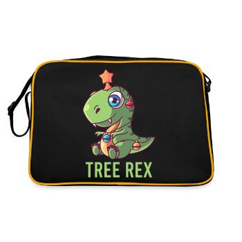 Süßes Tree Rex T-Rex Weihnachtsmann Geschenk Licht - Retro Tasche - Schwarz/Gold - Hinten