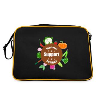 Local organic farmers support vegetable lovers - Retro Bag - black/gold - Back