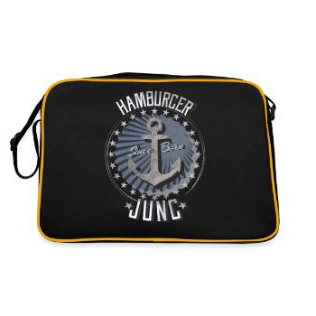Anker Hamburger Jung Seemann Geschenk Idee Moin - Retro Tasche - Schwarz/Gold - Hinten