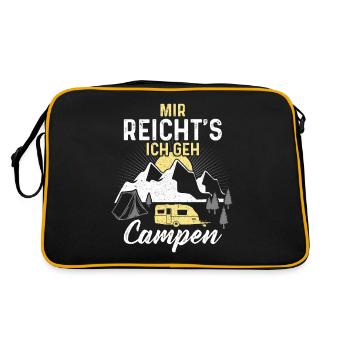 camping mit wohnwagen und zelten geschenkidee - Retro Tasche - Schwarz/Gold - Hinten