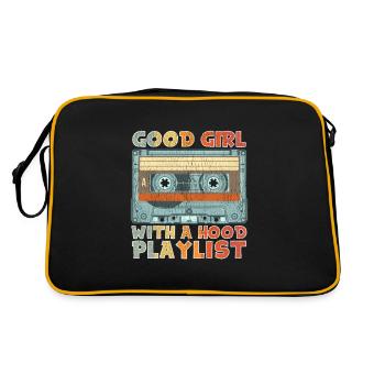 Hip Hop Girl Old School Cassette Mixtape Rap - Sac Retro - noir/or - Dos