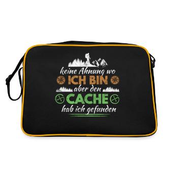 Netter GPS Spruch für Geocacher Geschenk - Retro Tasche - Schwarz/Gold - Hinten