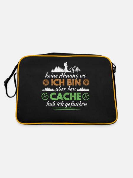 Netter GPS Spruch für Geocacher Geschenk - Retro Tasche - Schwarz/Gold