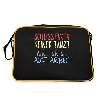 Arbeit lustiger Spruch - Retro Tasche - Schwarz/Gold - Hinten