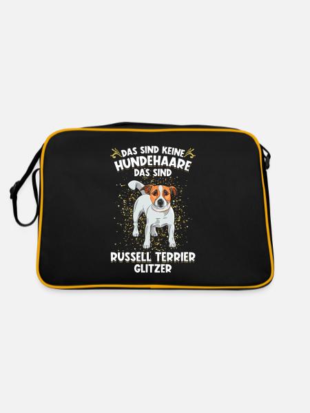 Keine Hundehaare Jack Russel Terrier Glitzer Hunde - Retro Tasche - Schwarz/Gold