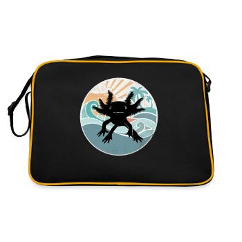Axolotl Retro Strand Design Lustig - Retro Tasche - Schwarz/Gold - Hinten