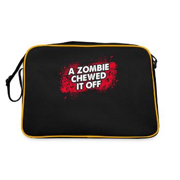 Ein Zombie hat es gekaut - Amputierter lustig - Retro Tasche - Schwarz/Gold - Hinten