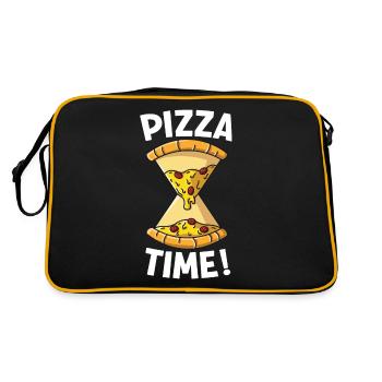 Pizza pizza maker eating pizza funny pizza - Retro Bag - black/gold - Back