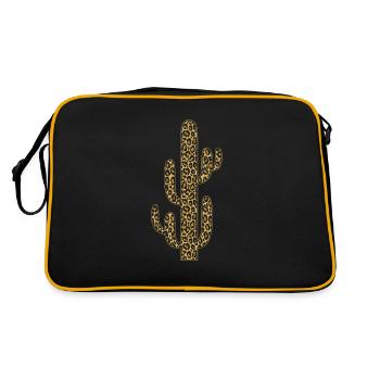 Kaktus Design mit Leo Print - Retro Tasche - Schwarz/Gold - Hinten