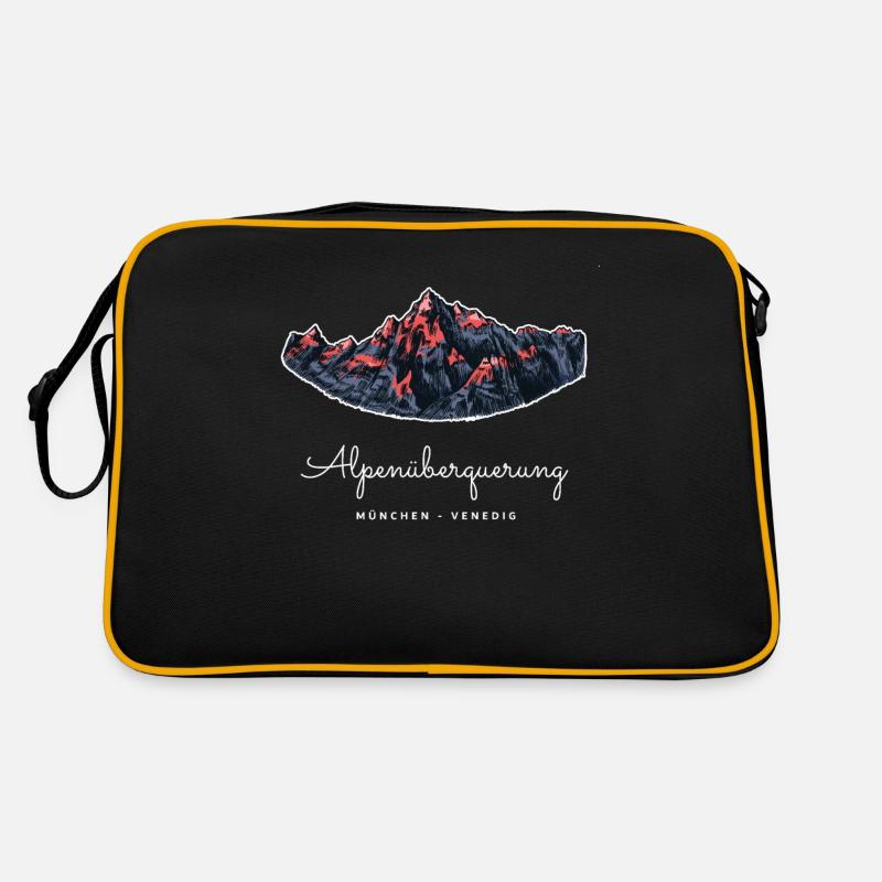 Alpenüberquerung München Venedig - Retro Tasche - Schwarz/Gold