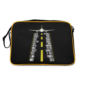 Alphabet pilote pour voler, avion, - Sac Retro - noir/or - Dos