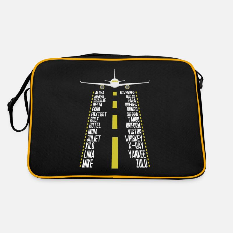 Pilot alphabet for flying, airplane, Retro Bag