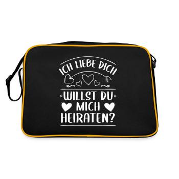Heiratsantrag Marry Me Hochzeitsantrag - Retro Tasche - Schwarz/Gold - Hinten