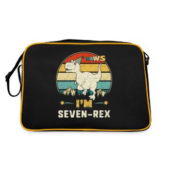 Kids I'm Seven-rex 7rd Birthday Boy T Rex Dinosaur - Retro Bag - black/gold - Back