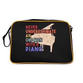Piano pianiste piano piano à queue cadeau de clavier - Sac Retro - noir/or - Dos