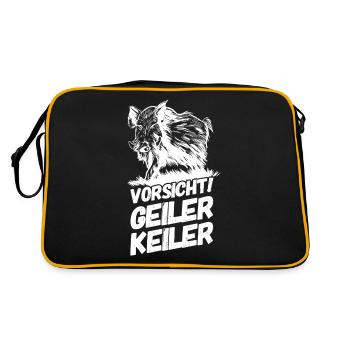 Jäger Jagen Jagd Geiler Keiler Versaut - Retro Tasche - Schwarz/Gold - Hinten