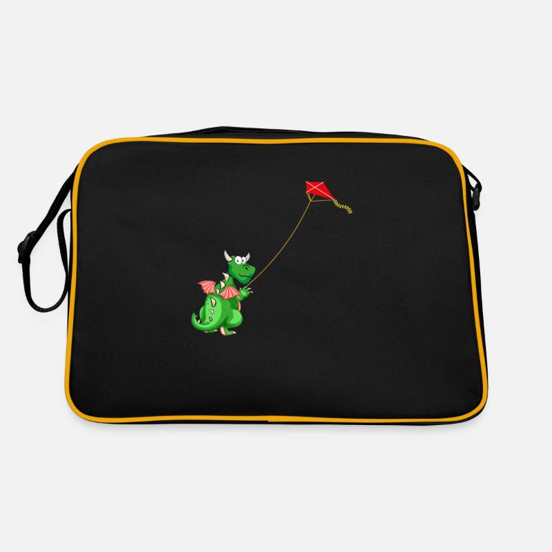 Drache lässt eine Drachen steigen Retro Tasche