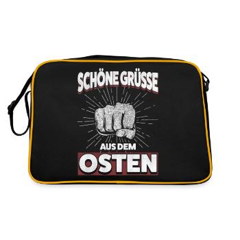 Starke Grüße aus dem Osten – Ostdeutsch und Stolz - Retro Tasche - Schwarz/Gold - Hinten