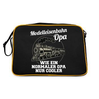 Modelleisenbahn Opa Spruch Großvater Geschenk - Retro Tasche - Schwarz/Gold - Hinten