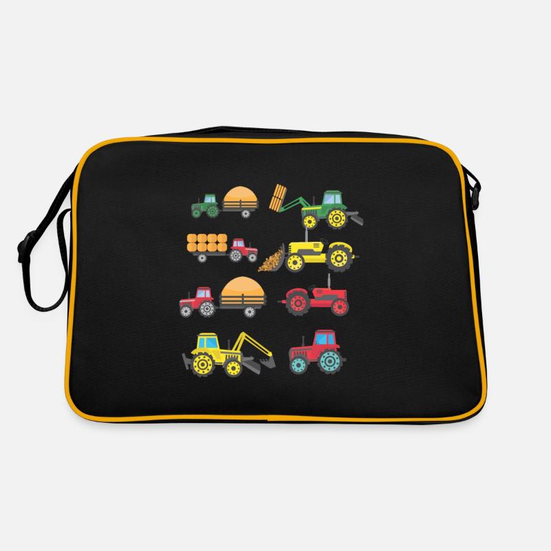 Cooler Traktor Bauernhof Landwirtschaft Kind - Retro Tasche - Schwarz/Gold