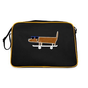 Skateboard drôle de chien de teckel - Sac Retro - noir/or - Dos