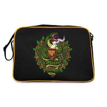Ayahuasca Schlangenreise - Retro Tasche - Schwarz/Gold - Hinten