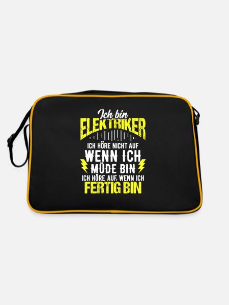 Elektriker (Meister), Installateur Geschenk-Idee I - Retro Tasche - Schwarz/Gold - Hinten