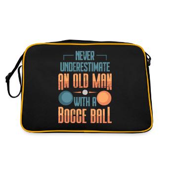 Old Man Bocce Player Funny Sport Oldies Gift - Retro Bag - black/gold - Back