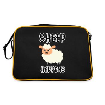 Sheep Happens - Schaf Bauern Landwirt Bauernhof - Retro Tasche - Schwarz/Gold - Hinten