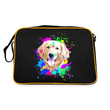 Golden Retriever Splash Art Dog - Retro Bag - black/gold - Back