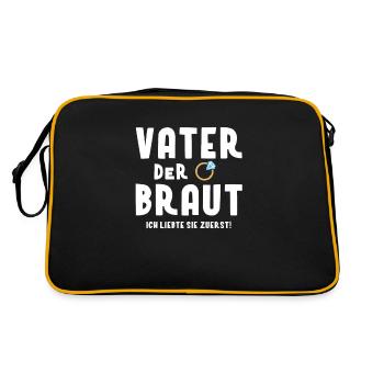 Vater der Braut Hochzeit Torte Geschenkidee - Retro Tasche - Schwarz/Gold - Hinten