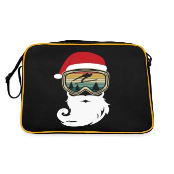 Skispringen Skiflug Weihnachten lustiges Geschenk - Retro Tasche - Schwarz/Gold - Hinten