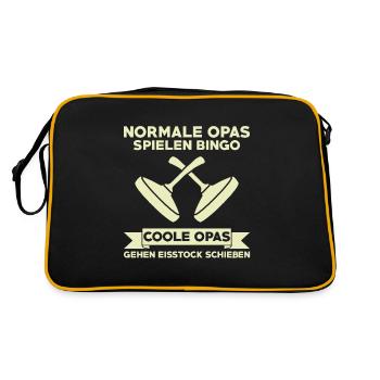 Normale Opas spielen Bingo coole Opas Eisstock - Retro Tasche - Schwarz/Gold - Hinten